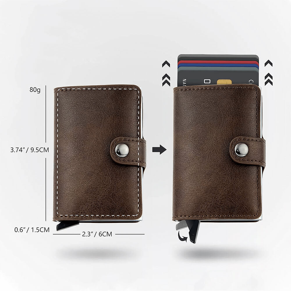 Slim Credit Card Holder Leather Wallet - Pop Up Design